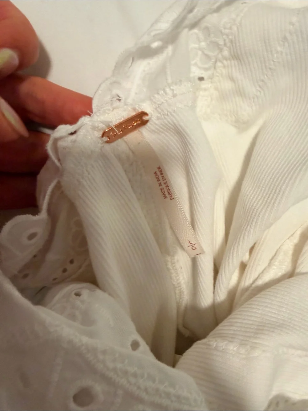 Free People White Eyelet Tie Front Tank - Picture 8 of 9